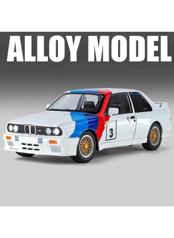 1:24 Scale BMW M3 Diecast Model Car | High-Simulation Alloy Metal Toy with Realistic Engine Sound & LED Lights | Pull-Back Racing Function & Opening Doors | Premium Collectible Gift for Kids & Adults
