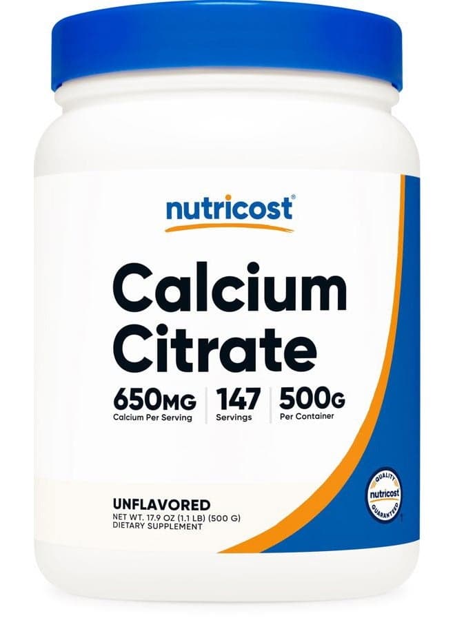 Calcium Citrate Powder (500 Grams) (Unflavored) - Pure Calcium Citrate, No Fillers, Gluten Free (1.1lbs)