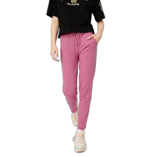 Women Solid Sports Track Pants, Rose Pink, S