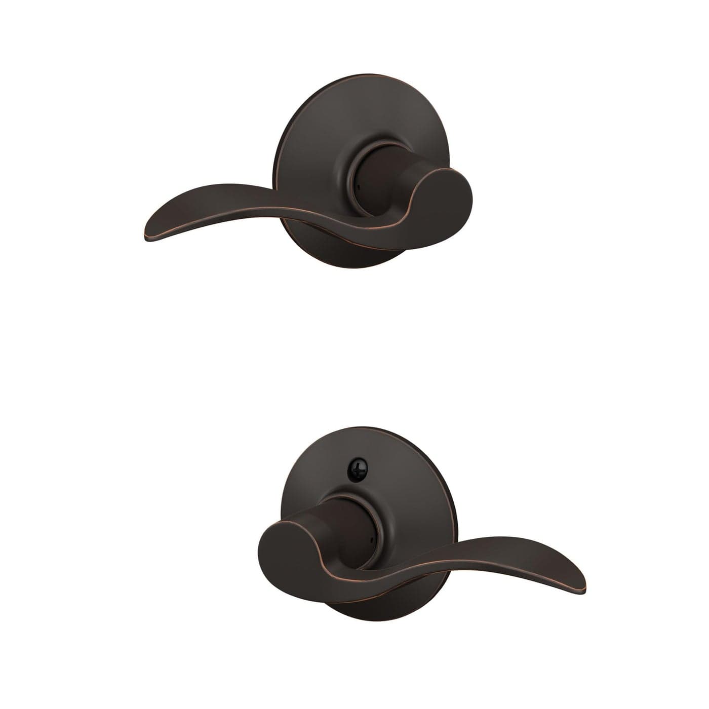 Schlage F10 ACC 716 Accent Door Lever Hall Closet Passage Lock Aged Bronze