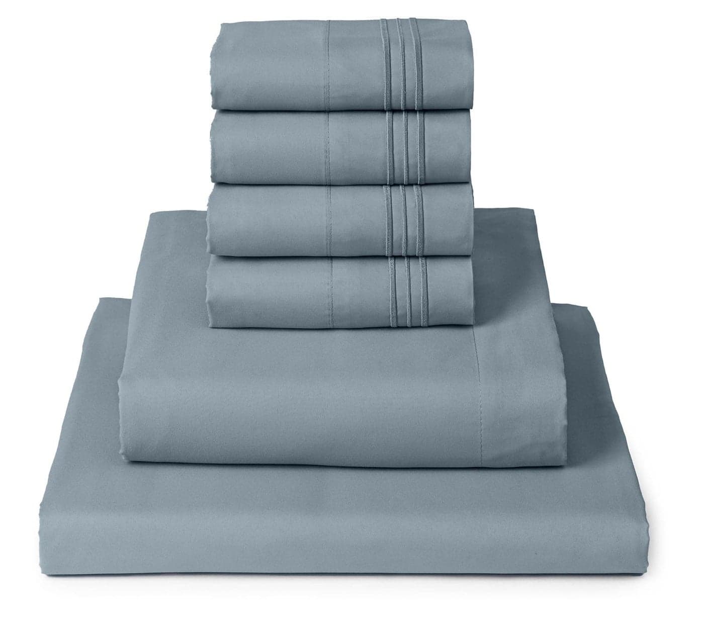 Mellanni Queen Sheet Set 6Piece Iconic Collection Bedding Including 4 Pillowcases 16Inch Deep Pocket Easy Care Extra Soft Cooling Sheets Brushed Microfiber Spa Blue
