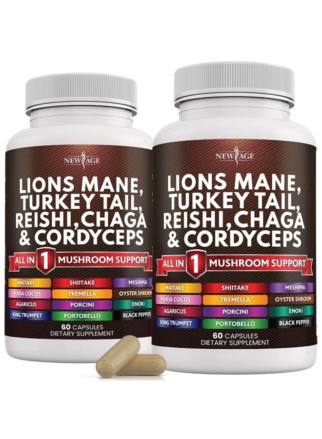 Lions Mane 3000mg 20in1 Mushroom Supplement with Turkey Tail 2000mg Reishi 1000mg Cordyceps Chaga 1000mg with Marshmallow Root 120 Count