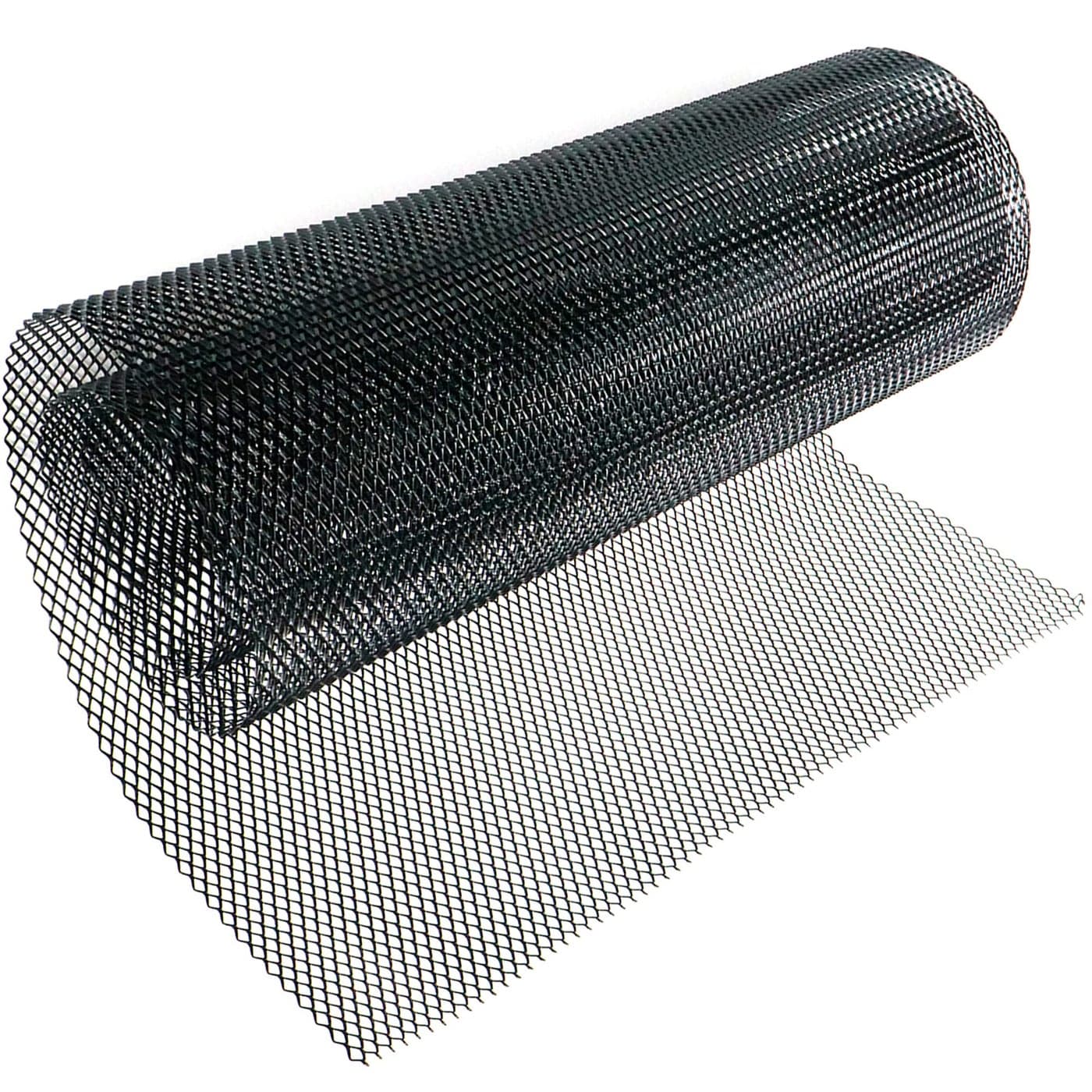 Modengzhe 47 x 157 inches Car Grill Mesh Sheet Black Painted Aluminum Alloy Multifunctional Grille Mesh Roll 4 x 8 mm Rhombic Grids