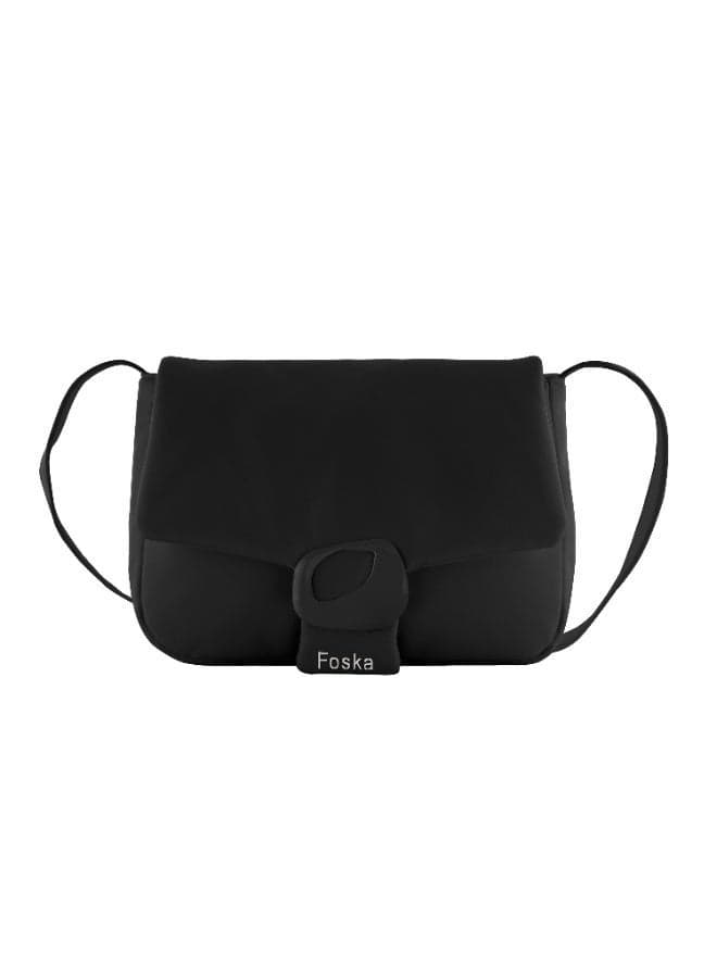 FOSKA Women's Crossbody Bag with Detachable Strap, Premium Design Synthetic Material Handbag with Polyester Lining, Organised Storage Bag for Work, Travel & Everyday Use, Black (308166)