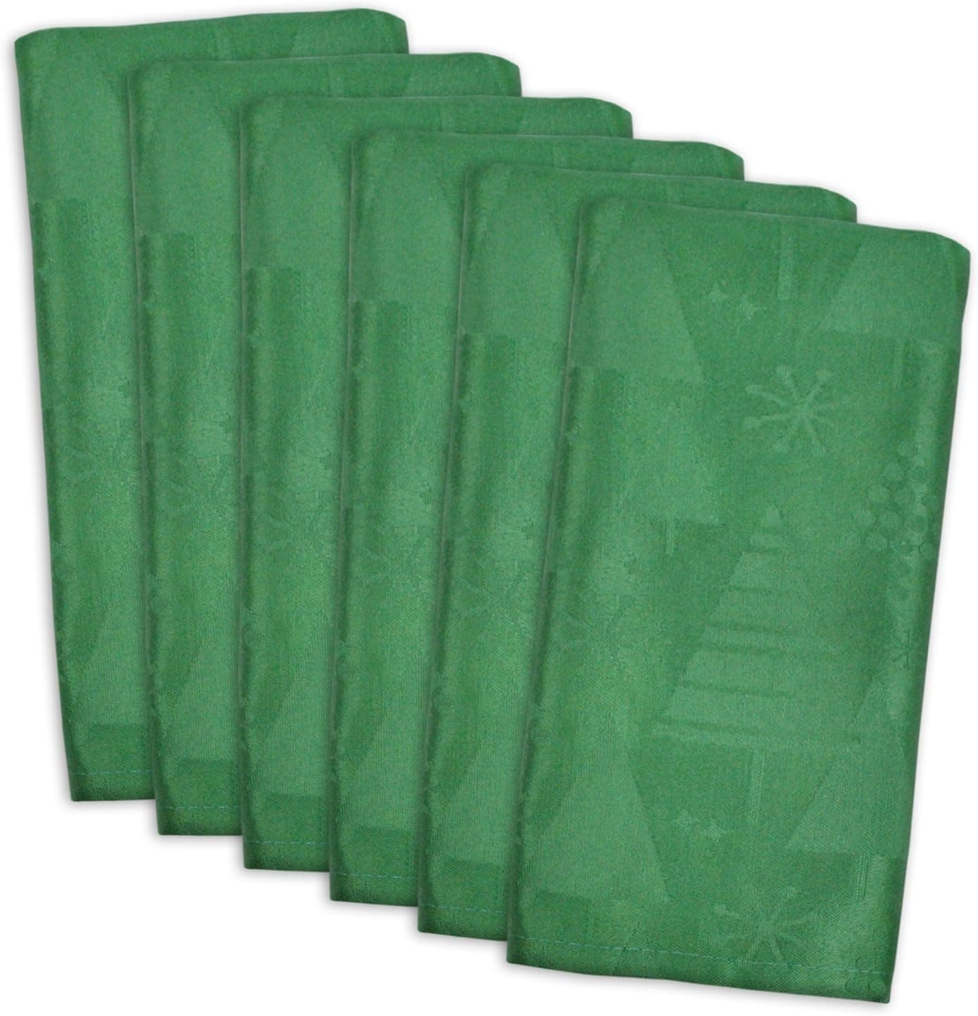 DII Holiday Kitchen and Table Dcor Christmas Cloth Square Napkin Set Solid Green Jacquard Holiday Trees 6 Count