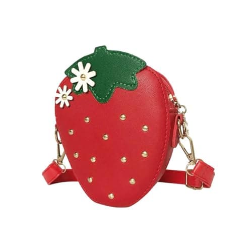 PATPAT® Strawberry Sling Bag for Girls, Mini Purse for Girls, Fashion Red Cute Hand Bag for Girls Shoulder Bag Stylish Latest Gifts for Kids Age 8-12 Purse for Girls Cross Body Bag for Woman