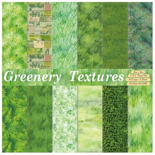 Scrapbook Paper24 Sheets 6x 6 Vintage Scrapbook SuppliesSingleSided Pattern Decorative Cardstock Paper for Junk JournalCard MakingDIY Album Art JournalingDecoupage CraftGreen Grassland