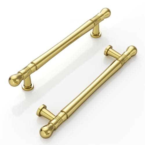 9BUILD 10 Pack 5 Inch Cabinet Handles Bright Gold Cabinet Pulls Handles Kitchen Cabinet Hardware Kitchen Handles for Cabinets Gold Pulls for Cabinets