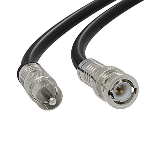 THE CIMPLE CO 3 FT BNC to RCA RG6 Cable - Male BNC to Male RCA Cable -75 Ohm Coaxial, 50/75 Ohm Connectors, SDI, HD-SDI, CCTV, Camera - Black, 3 FT (0.9 Meter)