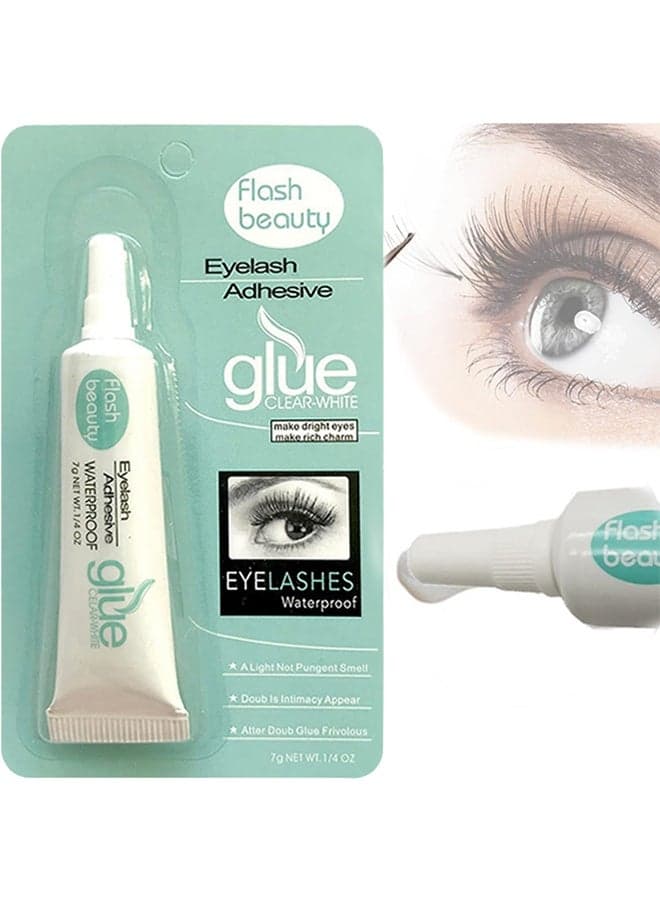 Glue Clear-White,Strong Hold False Eyelash Glue Clear Eye Lash Glue 7g Eyelash Glue Drys Clear Lash Extension Adhesive New Waterproof Long Lasting Formula Strong All Day Hold