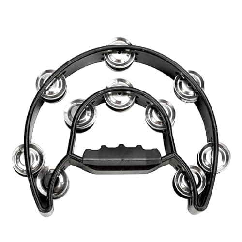 Soulmate Tambourine Metal Jingles Hand Held Percussion Half-Moon Double Row Tambourine for Kids Adult Musical Instrument Gift for KTV, Party, Green