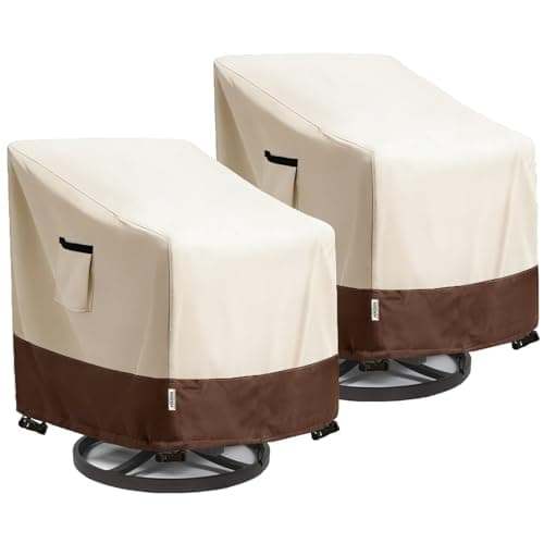 Hadisi Patio Chair Covers for Outdoor Furniture Waterproof 2 Pack Heavy Duty Waterproof Outdoor Swivel Chair Cover 33W x35D x36H Beige