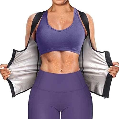Junlan Sauna Suit for Women Waist Trainer Vest Sweat Tank Top Shaper for Women with Zipper (Black, 3X-Large)
