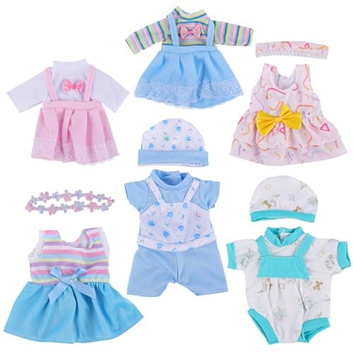 BABESIDE 6 Pcs Alive Baby Doll Clothes Set Bitty Doll Clothes for 810 Inch Dolls Toys Cute Pretend Play Doll OutfitsPretend Play Accessories for Girls Age 3 No Dolls