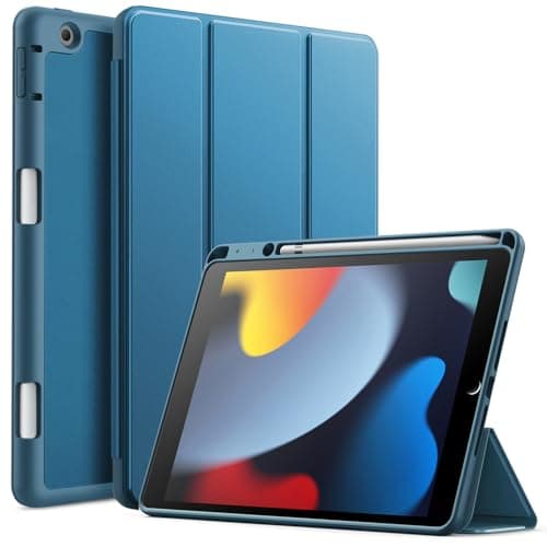 JETech Case for iPad 10.2 Inch 2021/2020/2019 (9th/8th/7th) Model with Pencil Holder, Slim Tablet Cover with Soft TPU Back, Auto Wake/Sleep (Teal)