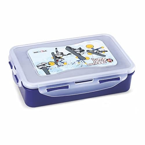 Nayasa Steel Super Lock - 800 ml, Stainless Steel Kids Lunch Boxes with Four Side Clip & Inside Removable Container with Airtight Lids, Light Weight, Easy to Carry, Ideal for Kids & Adults, Blue