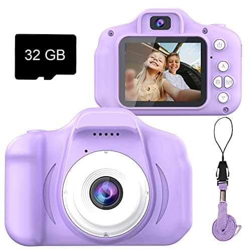 Dylanto Upgrade Kids Selfie Camera Christmas Birthday Gifts for GirlsBoys Age 39 HD Digital Video Cameras for Toddler Portable Toy for 3 4 5 6 7 8 Year Old GirlsBoys with 32GB SD Card Purple