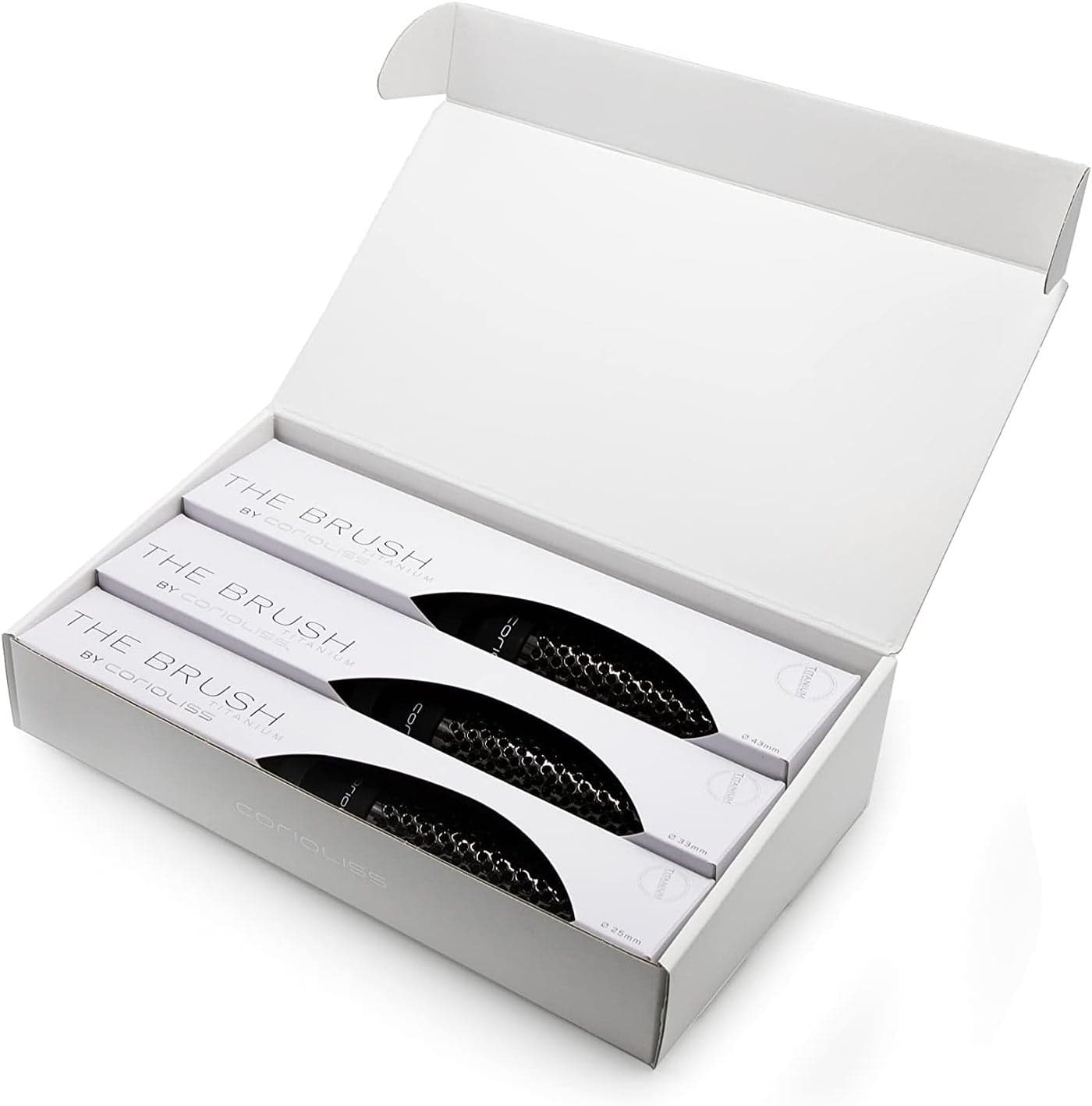 CORIOLISS Hair Brushes for Women Professional Titanium Round Barrel Ionic Hair Brush Ideal for Styling Every Kind of Hair Kit 3 433325 mm