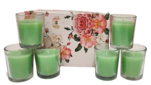 Floryn Decor® Votive Glass Candle | Perfume Candles for Home | Candles for Home Decoration Fragrance | Burning Time- 10 Hours Each (Pack of 6, Scent- Lemon Grass)