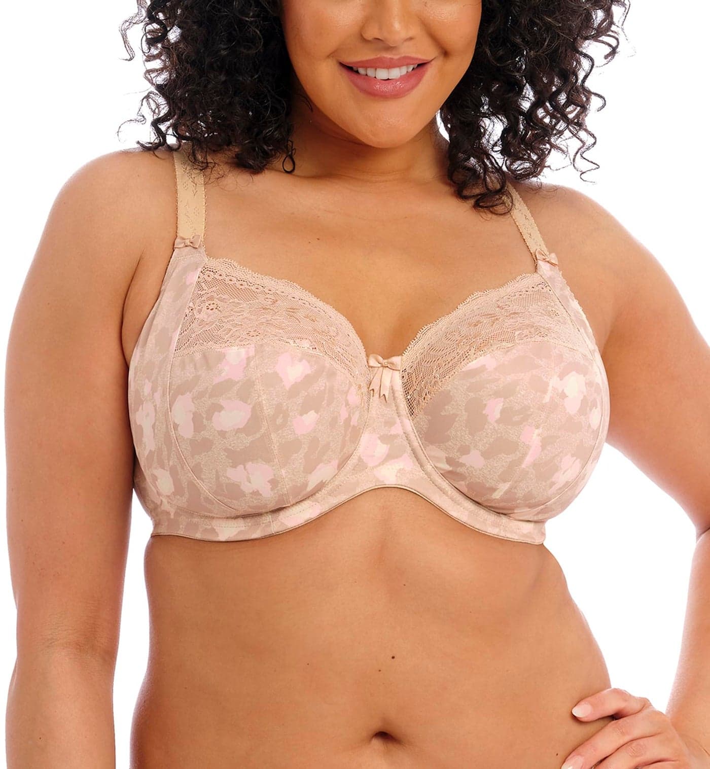 Elomi Women's Plus Size Morgan Banded Underwire Stretch Lace Bra, Toasted Almond, 36H