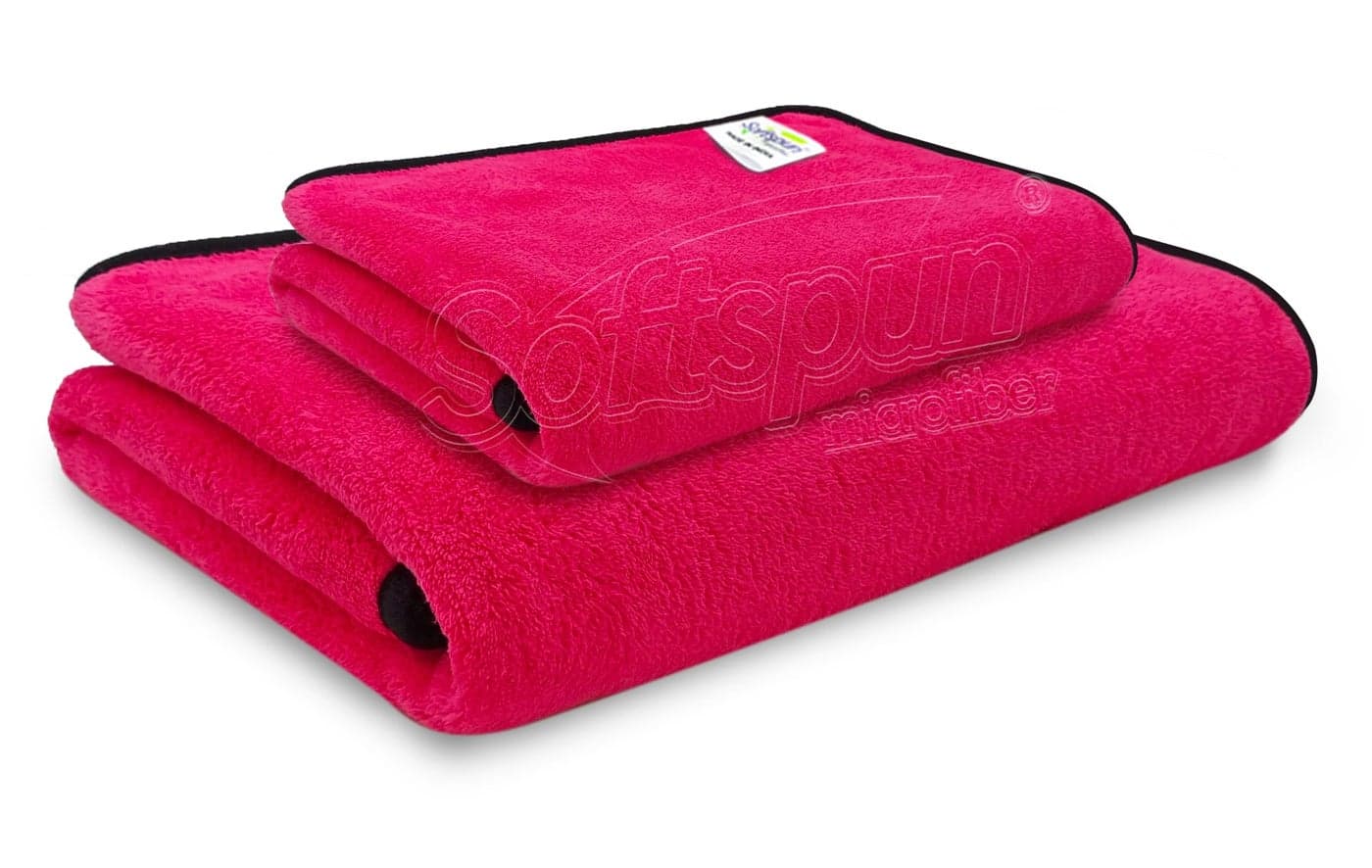 SOFTSPUN Microfiber Bath Towel 2 pc Pink! Ultra Absorbent Super Soft & Lightweight Quick Drying for Men & Women Daily Use Extra Large Size Unisex.