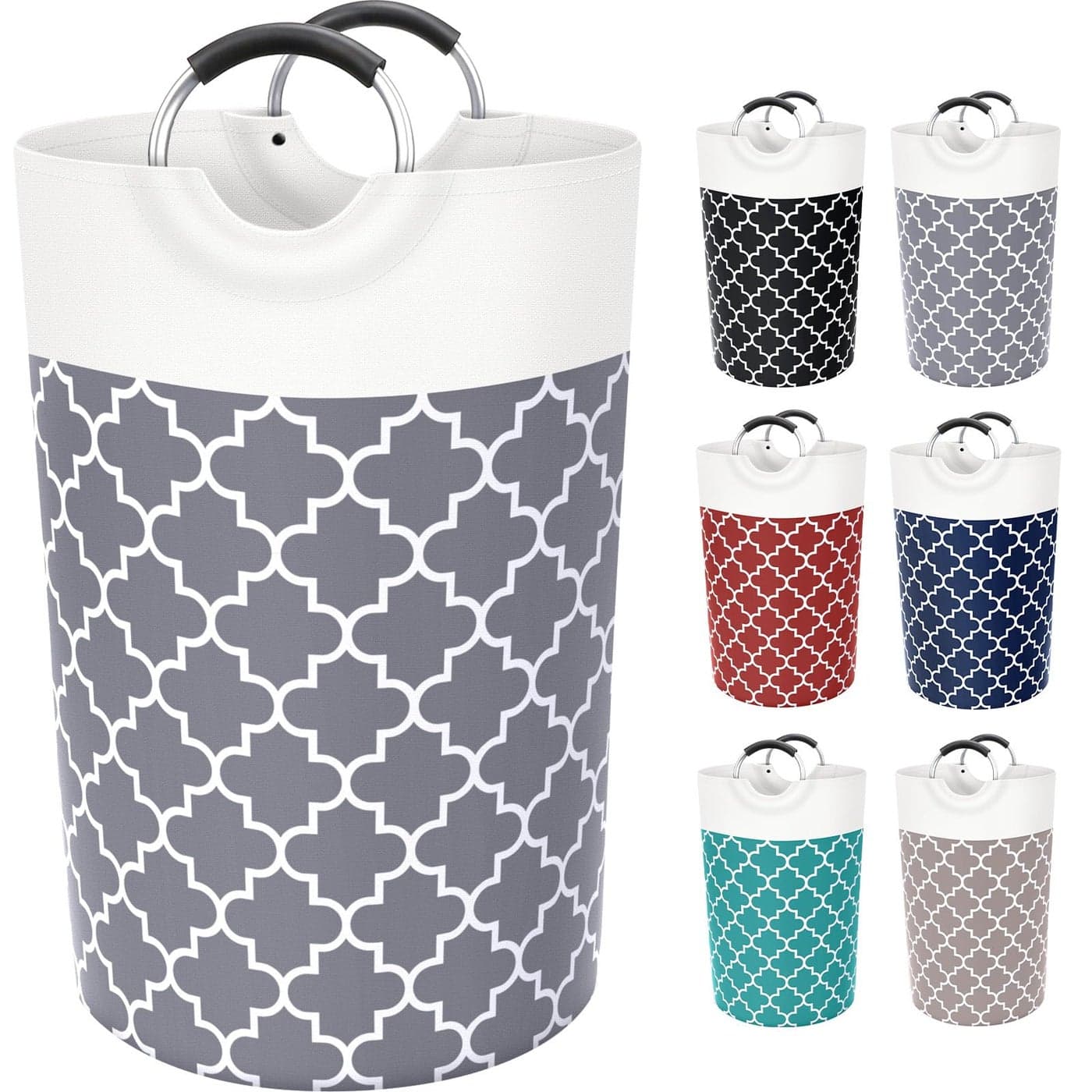 Fabspace Large Laundry Basket Laundry Hamper Bag Washing Bin Clothes Bag Collapsible Tall with Handles Waterproof Travel Bathroom College Essentials Storage for College Dorm Family Grey 115L