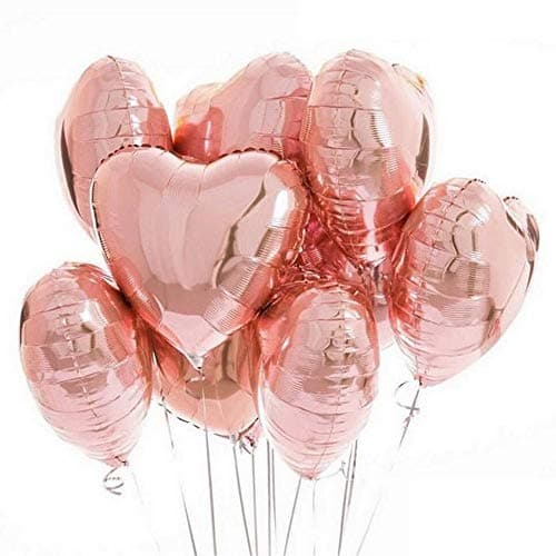 GRAND SHOP Heart Shape Foil Balloons for Party Decorations 5 Pieces (Rose Gold)