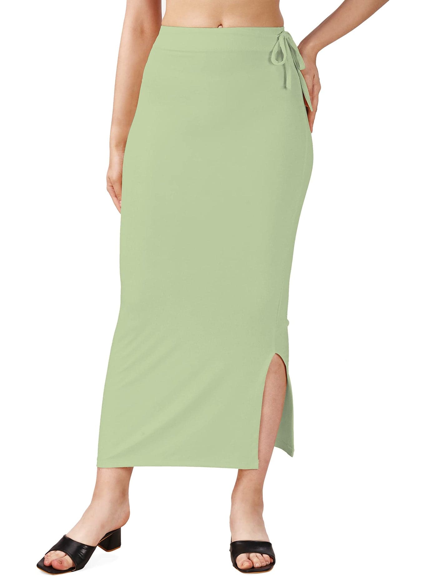 COCOFAB Lycra Saree Shapewear Petticoat for Women, Cotton Blended,Petticoat,Skirts for Women,Shape Wear Dress for Saree (S, Light Green)