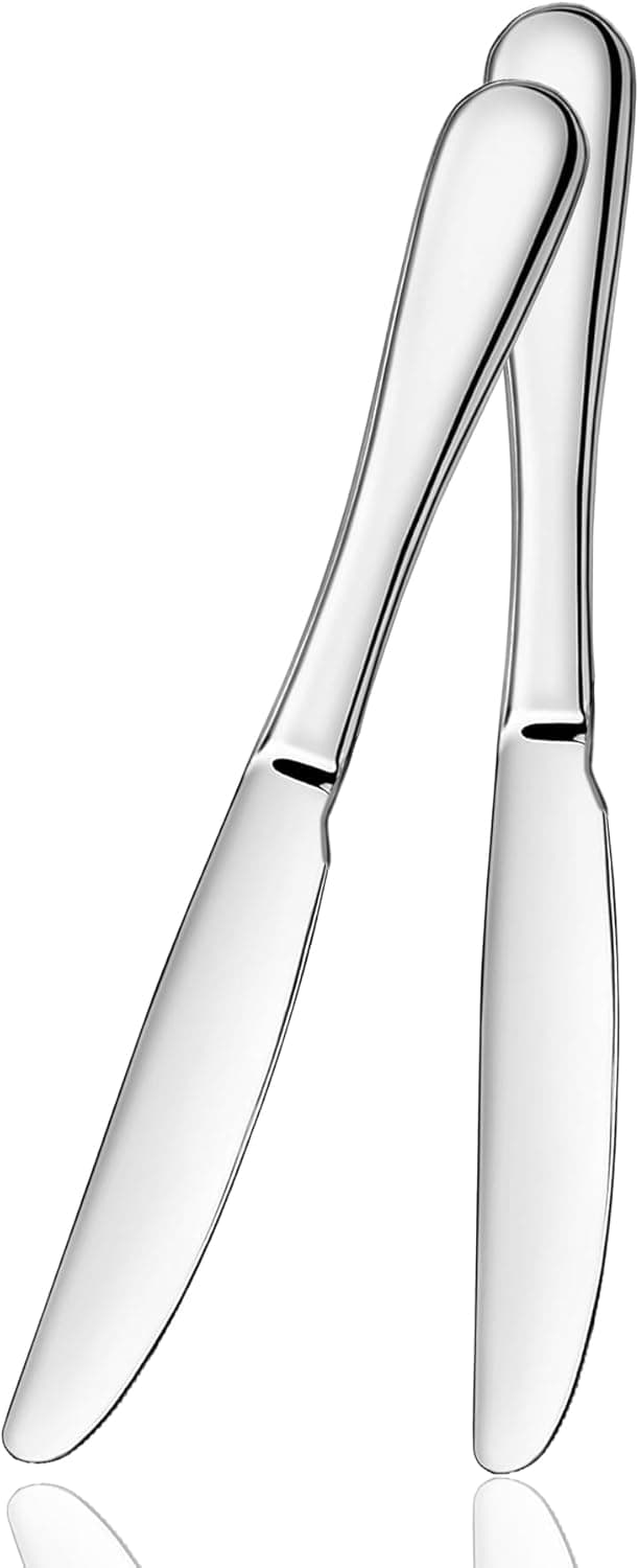 ATB Dinner Knives Set Stainless Steel Table Knife Butter Spreder 246 Pieces Mirror Polished Dinner Knife Sturdy and Dishwasher Safe Silverware Cutlery 2 Pcs