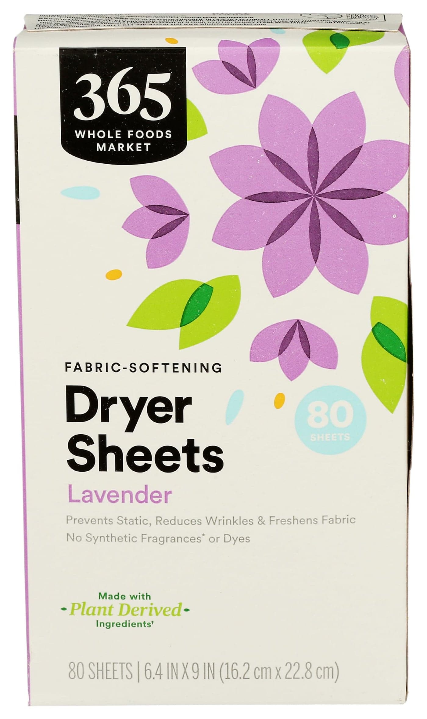 365 by Whole Foods Market FabricSoftening Dryer Sheets Lavender 80 Count