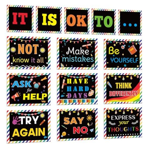 Inspirational Classroom Posters Motivational Bulletin Board Positive Classroom Psychology Wall Art Quote Decor Mental Health Posters Banner for Teachers Students School Home Office Child Therapy Decor