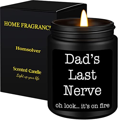 Homsolver Dad Gifts from Daughter Son Gift for Dad Who Wants Nothing Birthday Fathers Day Christmas for Stepdad Adoptive Father Dads Last Nerve Sandalwood Scented Candle