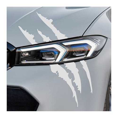FSTURIOS 2 PCS Claw Mark Decals for Car Headlight Sticker Waterproof Vinyl Stripes Scratch Decal Monster Claw Scratch Mark Sticker Car Exterior Decor for SUV Pickup Truck Silver