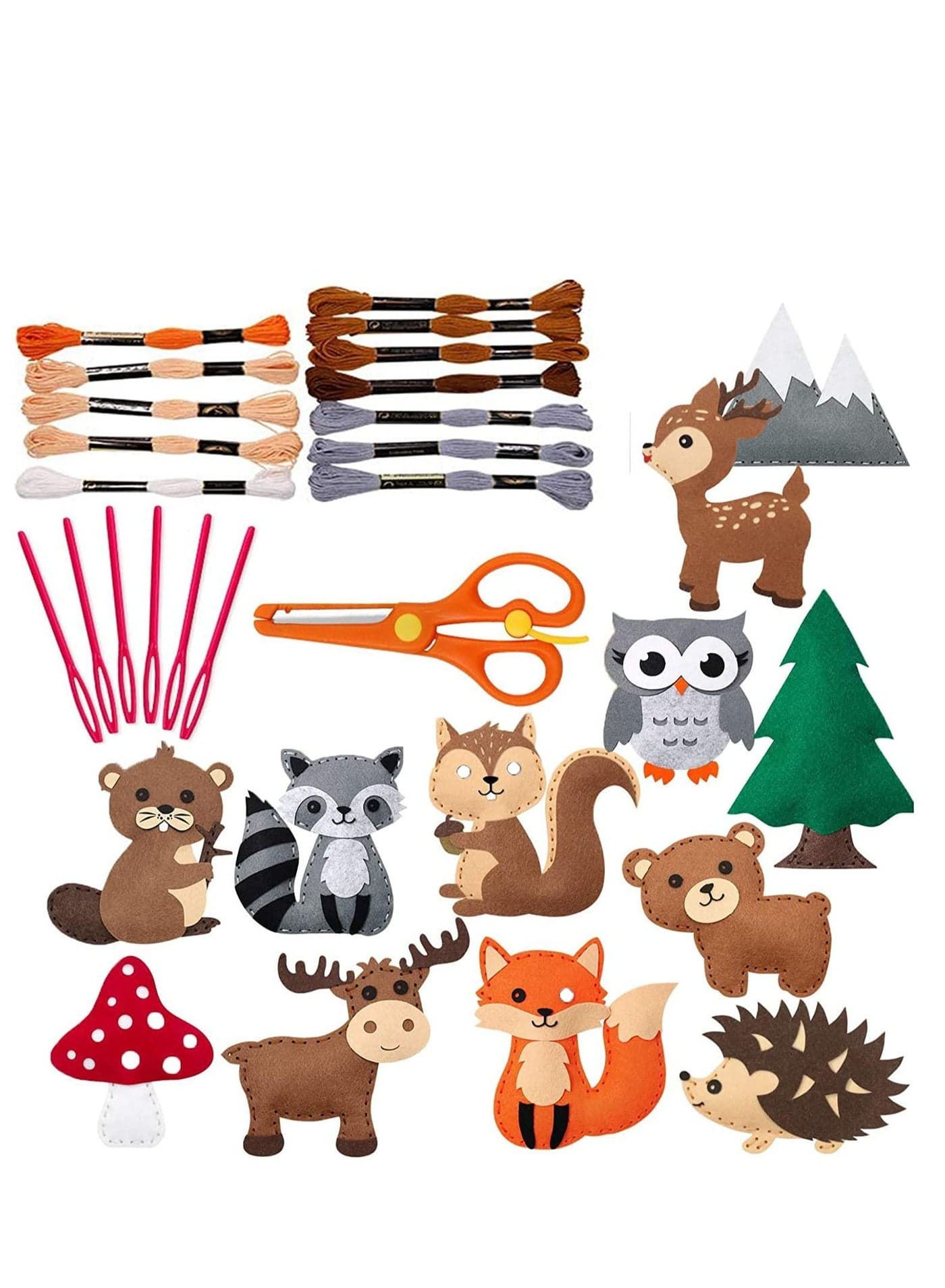 Workshop Sewing Kit for Kids, Woodland Animals Kids Kit, Make Your Own Stuffed Animal Felt Stitch Art and Craft Toys Boys Girls DIY Crafting