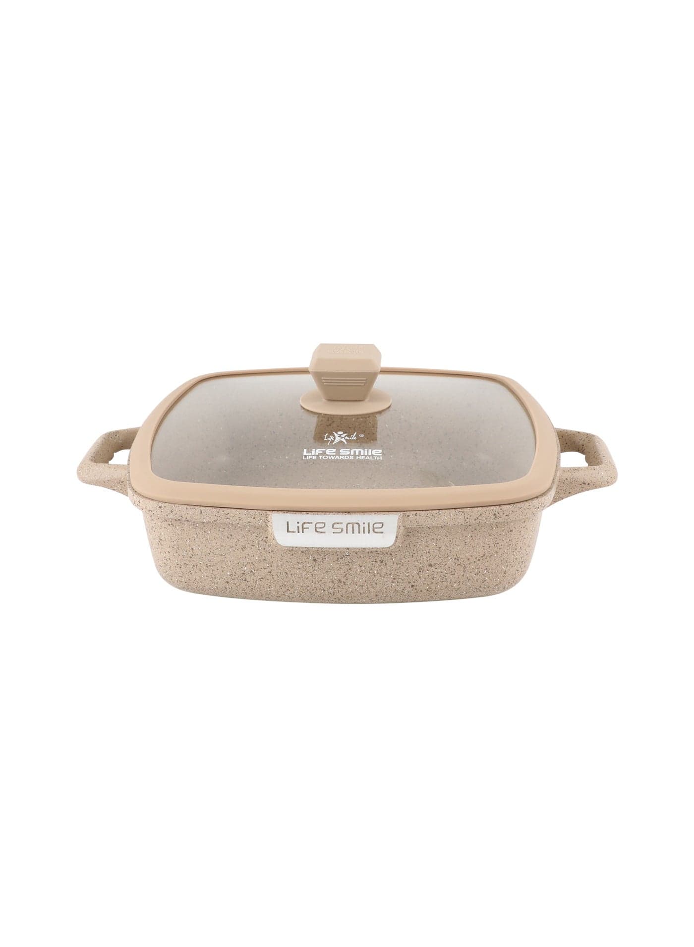 Life Smile Granite Nonstick 28cm Shallow Pot with Lid (4.5L) – Multi-Layer Granite Coating, Induction Compatible Aluminium Casserole