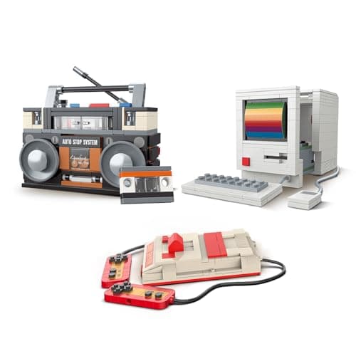 Brihappen 3 in 1 Vintage Model Building Set for Adults Retro Game Console Computer Radio Collectible and Display Model Home Office Decor Creative Birthday Gifts 552 Pieces
