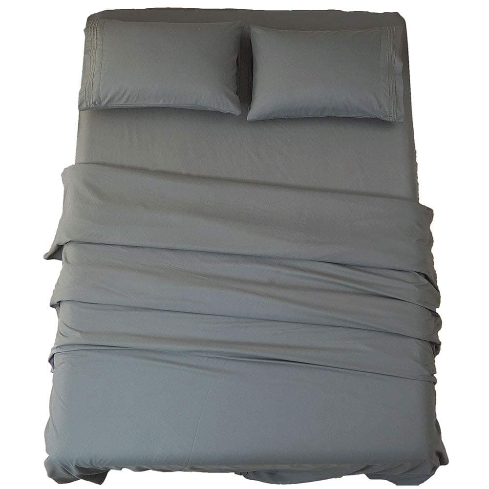 SONORO KATE Bed Sheet Set Super Soft Microfiber 1800 Thread Count Luxury Egyptian Sheets 18Inch Deep Pocket Wrinkle and Hypoallergenic4 PieceKing Dark Grey