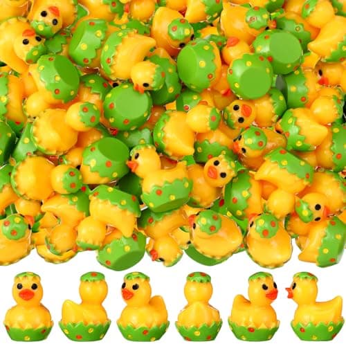 VioraWhite 60 Pcs Easter Mini Resin Ducks Miniature Bunny Duck Egg Duck Figurines Tiny Resin Animals Small Figurines Decoration for Landscape Potted Plant Easter Garden Home Classic