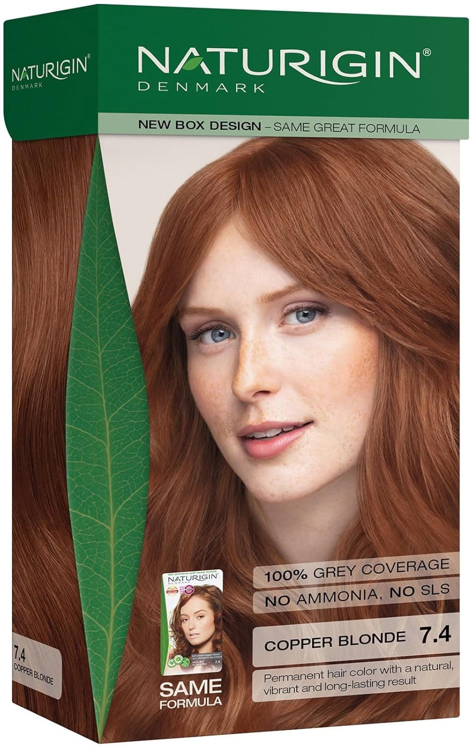 Naturigin Permanent Hair Dye, 7.4 Copper Blonde, Ammonia and Paraben Free, up to 100% Gray Hair Coverage, Long Lasting, Vegan, Cruelty Free (Packaging may vary)