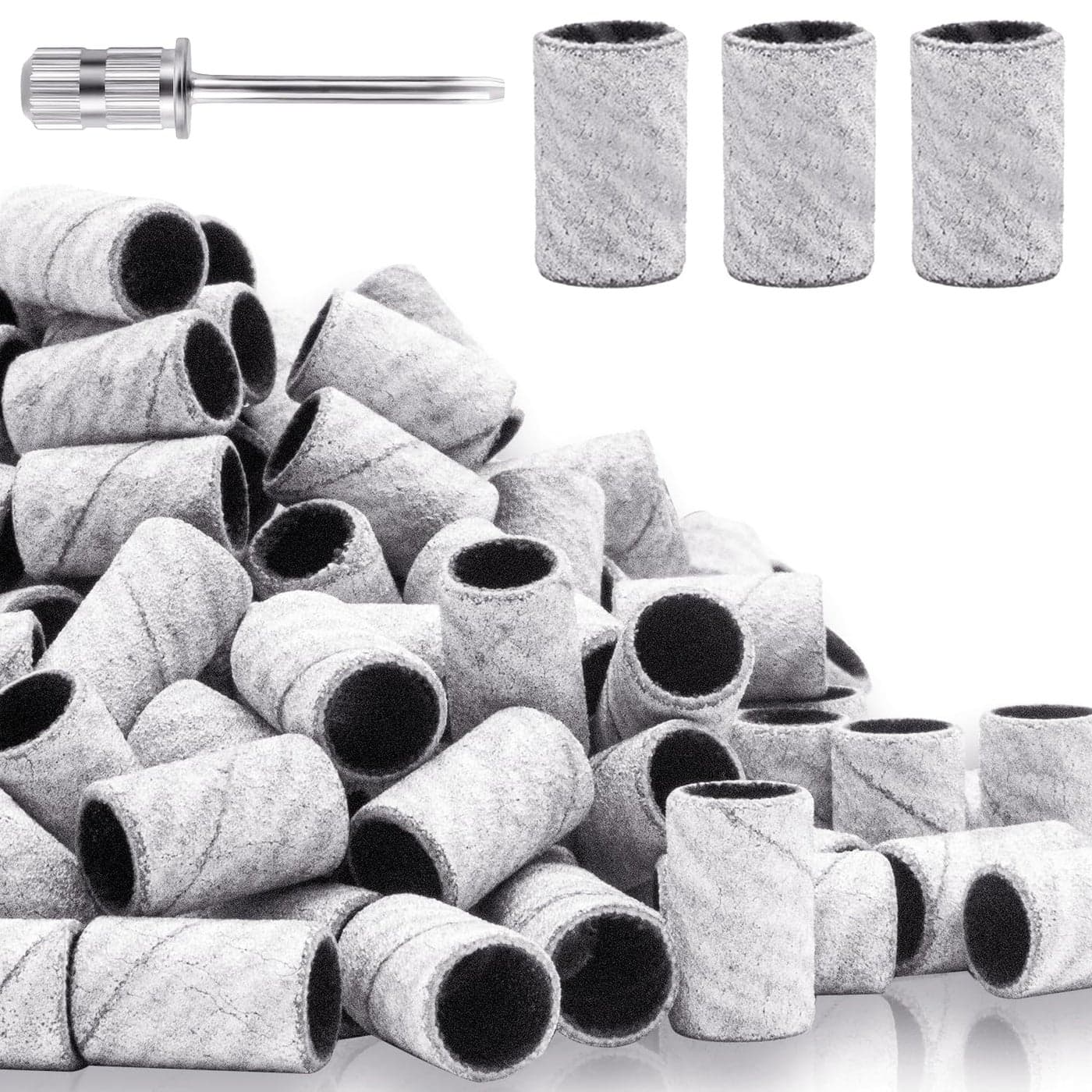 240Grit Nail Sanding Bands for Nail Drill, 100Pcs Fine Grit Nail Sanding Bands for Nail Drill with 3/32” Nail Sanding Bit for Natural Nail, Sanding Band for Nail Drill Set for Manicure & Pedicure