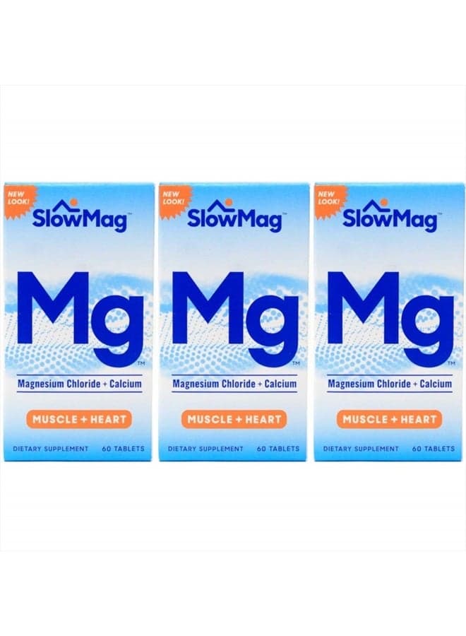 Slow Mag Magnesium Chloride and Calcium, 60 Tablets each (Value Pack of 3)