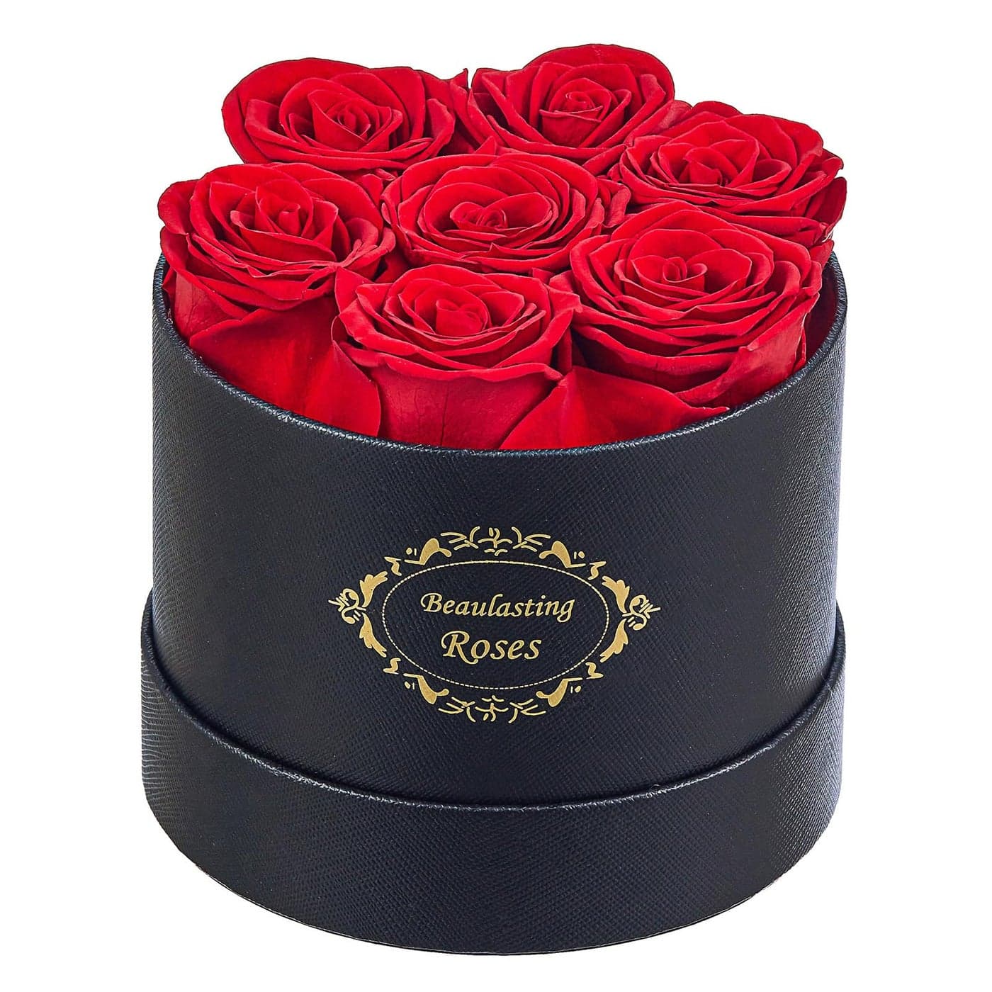 Beaulasting Long Lasting Preserved Roses in a Box Last a Year Forever Flowers for Her Mom Wife Anniversary Birthday Round Black Box