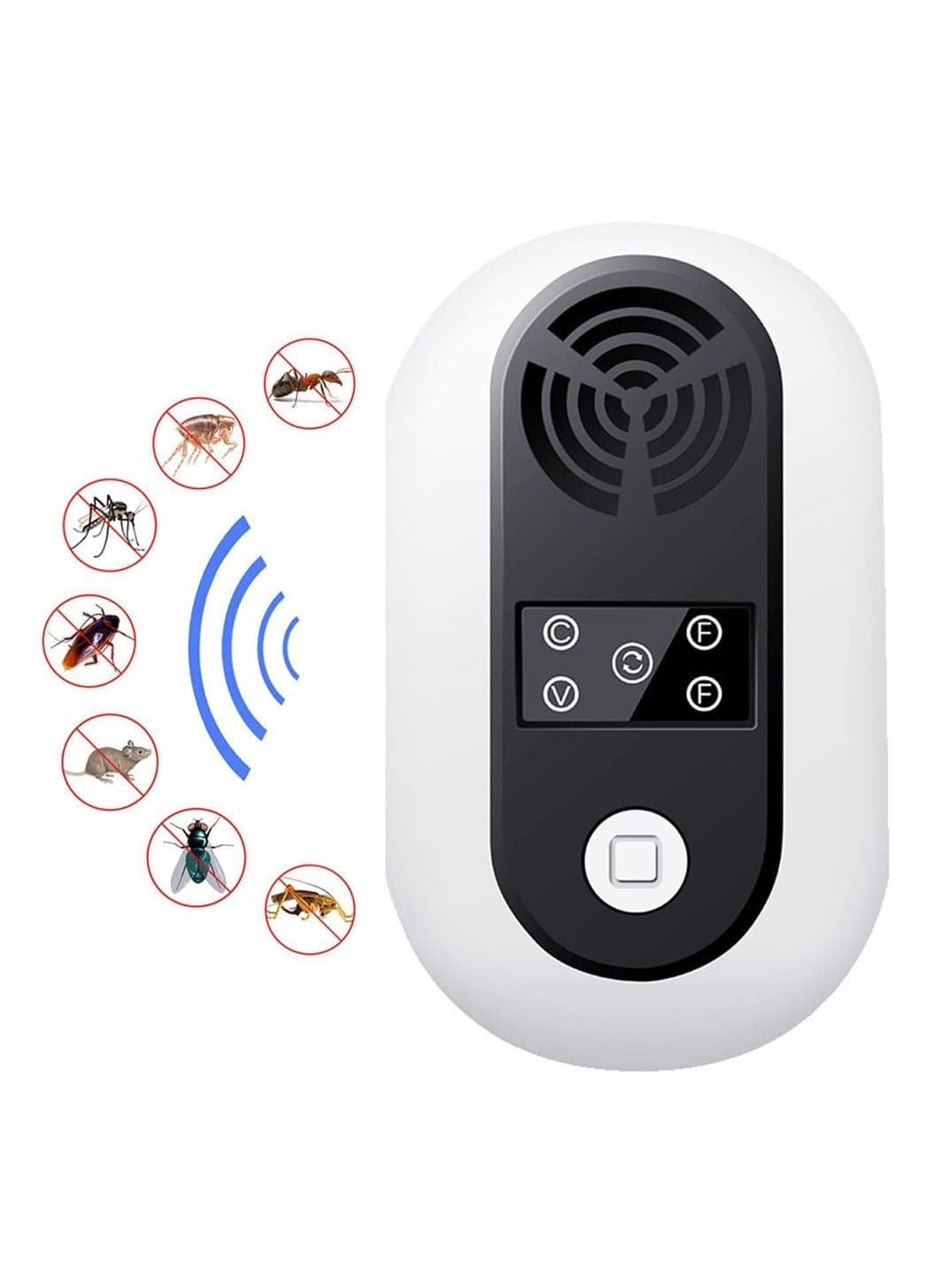 Ultrasonic Pest Repeller for Mice, Rats, Spiders, and Cockroaches - 8 Wave Frequency Conversion for Effective Rodent and Insect Control (UK)