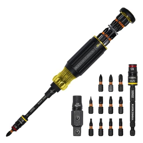 Klein Tools 32516HD KNECT 16in1 ImpactRated Hybrid ScrewdriverNut Driver Magnetic Flip Socket 11 Bits 2 Nut Drivers 38Inch Square Adapter