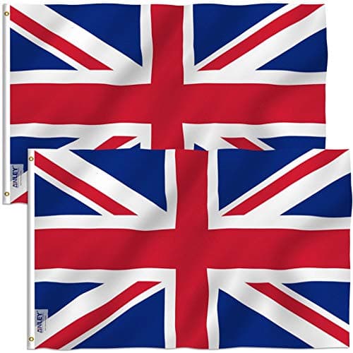 ANLEY Pack of 2 Fly Breeze 3x5 Foot United Kingdom UK Flag Vivid Color and Fade proof Canvas Header and Double Stitched British National Flags Polyester with Brass Grommets 3 X 5 Ft