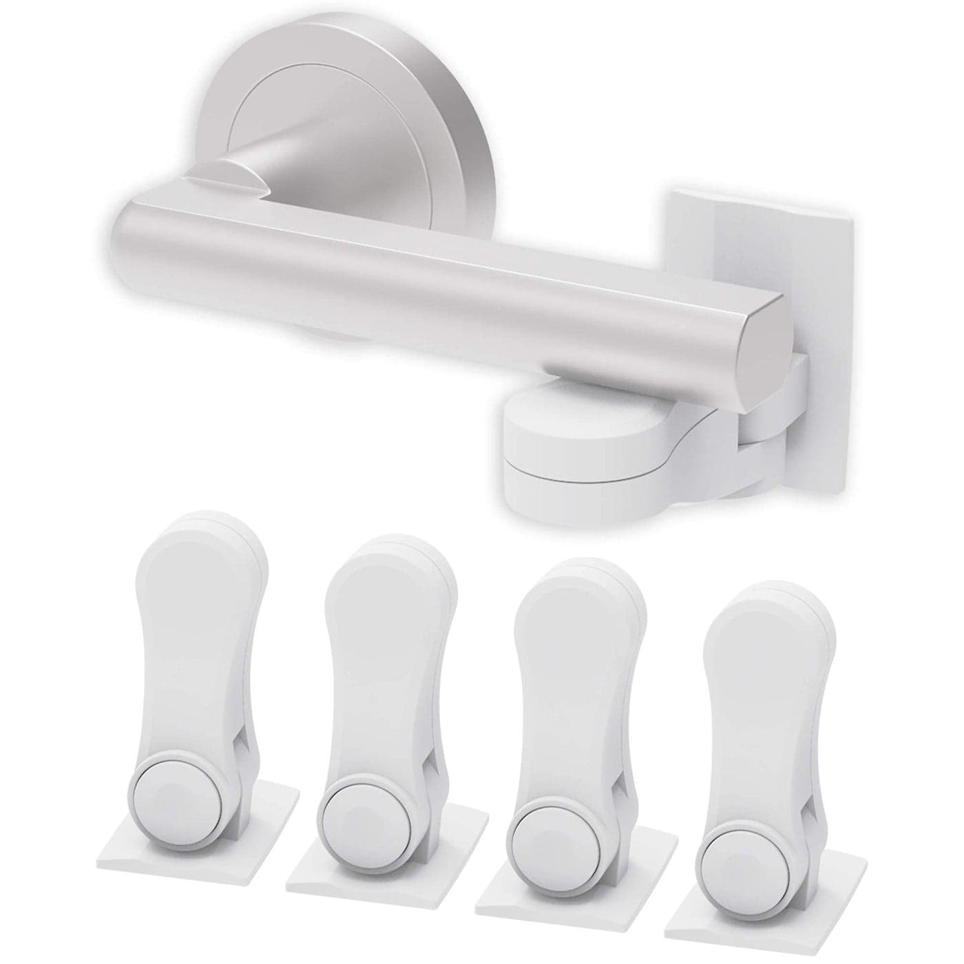 Inaya Child Proof Door Lever Lock (4-Pack) - Door Handle Lock - 3M Adhesive - Minimalist Design - No Drilling Child Safety Door Handle Locks