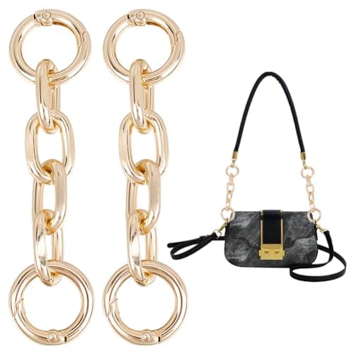 UNICRAFTALE 2Pcs 381 Bag Extender Chain Purse Strap Extenders Golden Purse Chain Purse Strap Replacement with Spring Gate Rings for Bag Straps Replacement Accessories