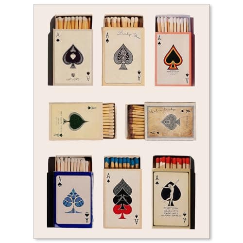 Ace of Spades Playing Card Poster Fashion Poker Canvas Wall Art Vintage Minimalist Prints Modern Trendy Bar Cart Wall Decor for Dorm Room Bedroom 12X16 inch Unframed