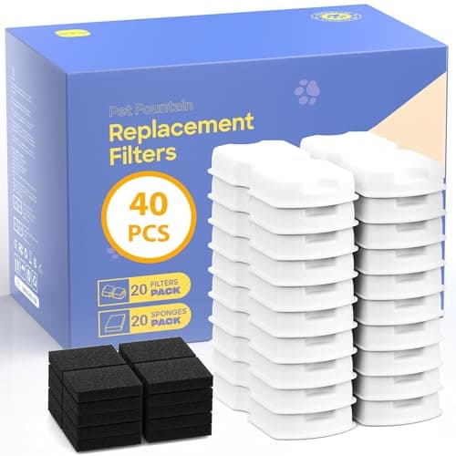 GIOTOHUN Filters for Cat Water Fountain 40 Cat Water Fountains Filter 20 Carbon Filters 20 Foam Filters Suitable for GIOTOHUN Stainless Steel Cat Fountain S11