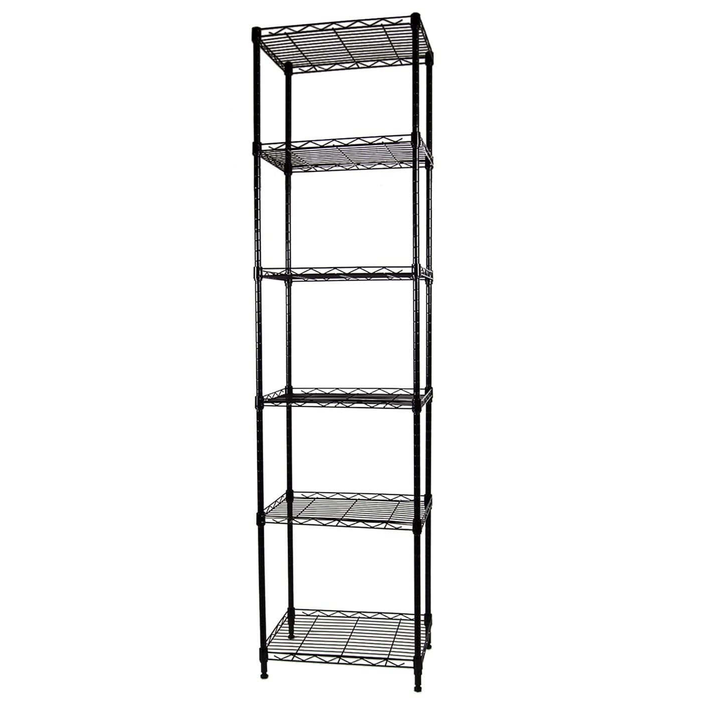 SUNLPH 6Tier Wire Shelving Adjustable Shelves Unit Metal Storage Rack for Laundry Bathroom Kitchen Pantry Closet Organization Black 166 L x 114 W x 646 H